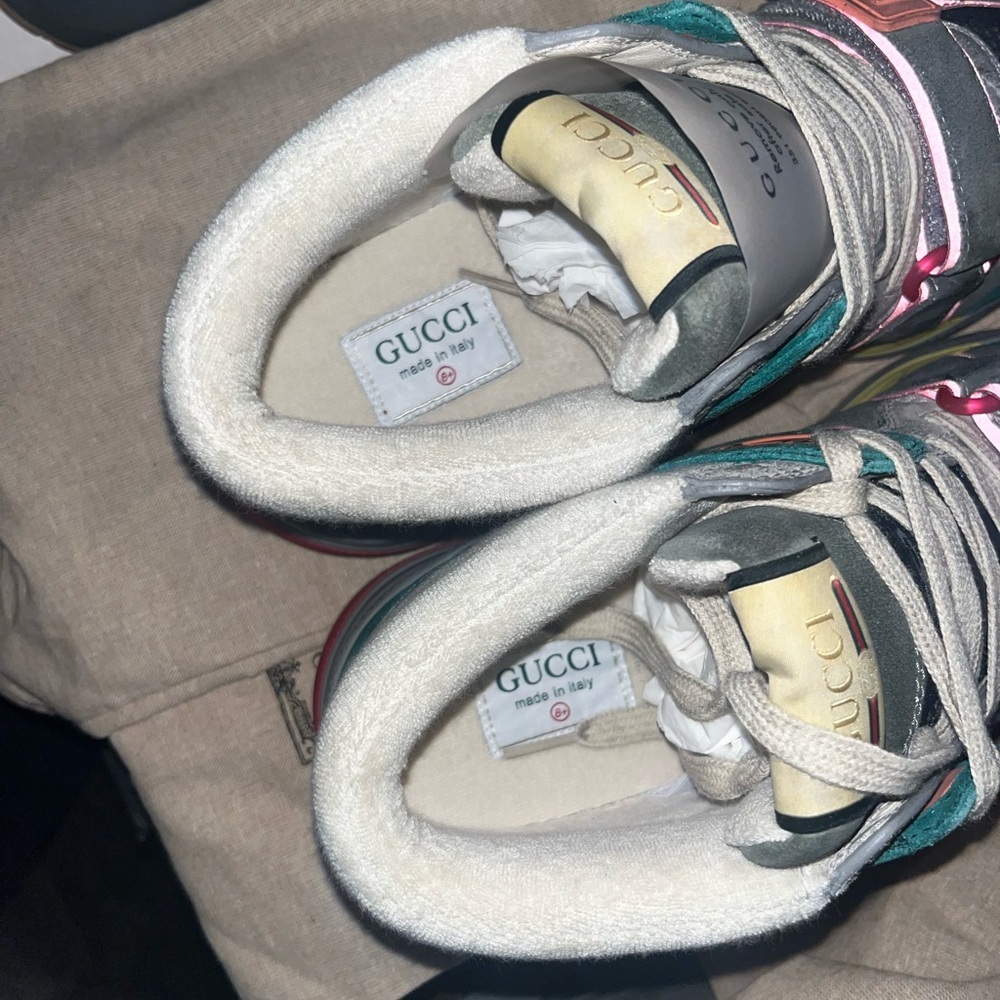 Gucci Ultra Pace Mid Teal Suede Sneakers - Picture 6 of 9
